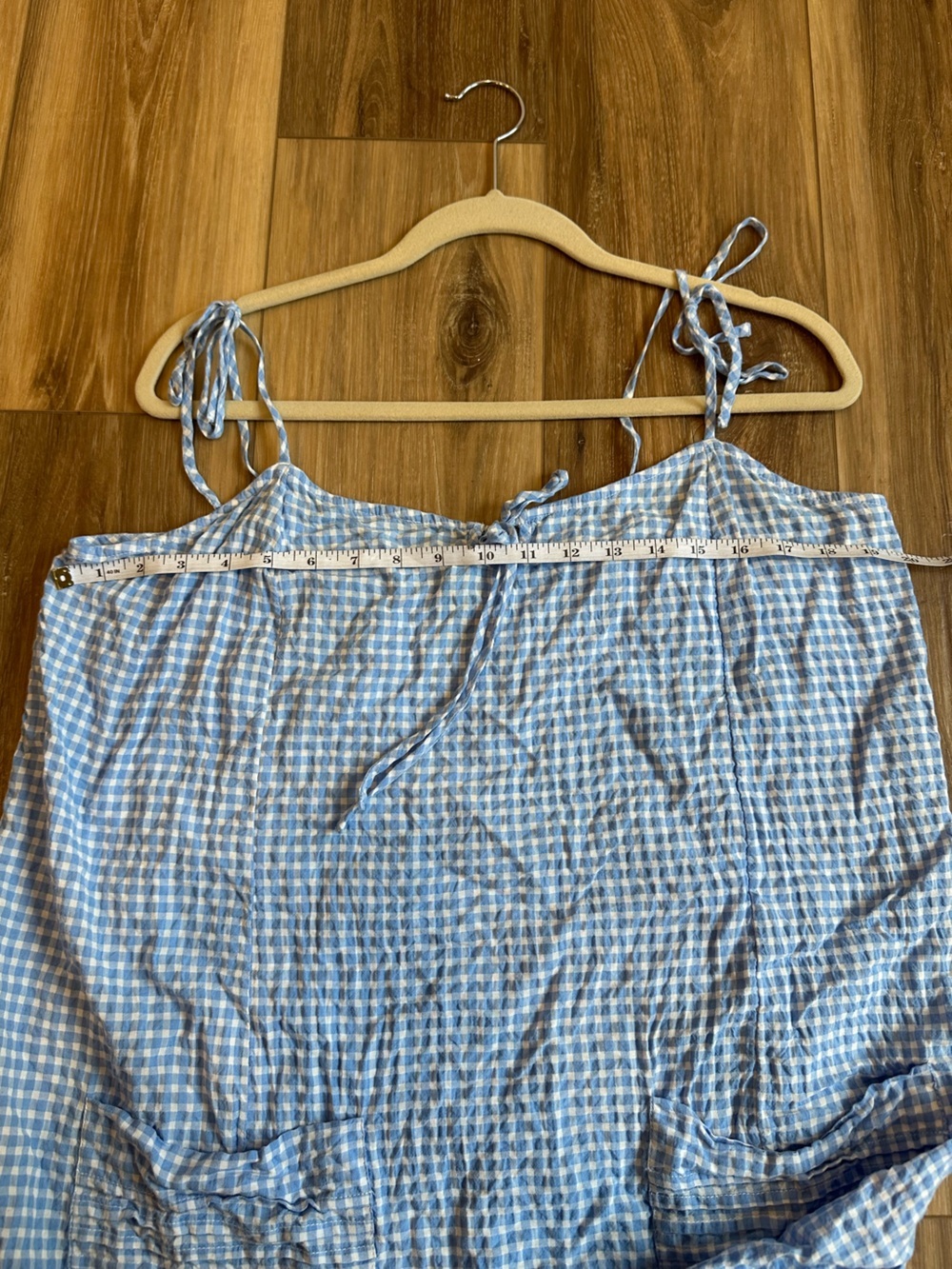 Anthropologie Blue Gingham Mini Nap Dress XL - Picture 8 of 9